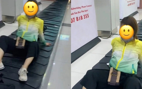 Thông tin mới gây bất ngờ về danh tính cô gái ngồi hớ hênh trên băng chuyền hành lý sân bay