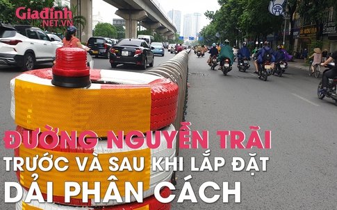 Đường Nguyễn Trãi khác biệt ra sao ở 2 thời điểm trước và sau khi lắp đặt dải phân cách