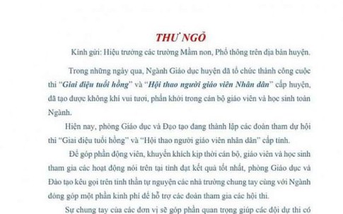 Kỷ luật Trưởng phòng GD&ĐT huyện viết thư ngỏ "xin tiền" các trường