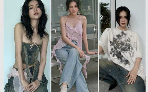 'Ngọc nữ' Ninh Dương Lan Ngọc 'nổi loạn' với style phong trần, bụi bặm ở tuổi 34