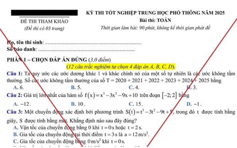 Cảnh báo tin giả về đề thi tham khảo môn Toán kỳ thi Tốt nghiệp THPT