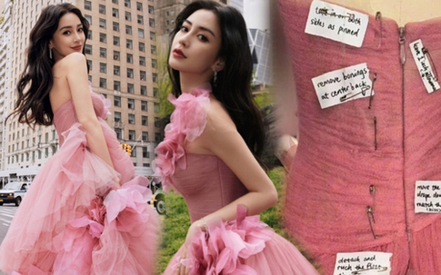 Angelababy phải 'bóp váy' gần 12cm mới vừa vòng eo