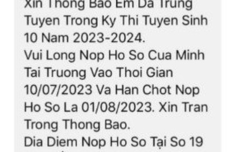 TP HCM: Xuất hiện trò lừa đảo thông báo trúng tuyển lớp 10