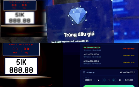 Đấu giá biển số xe: Biển số ‘VIP’ của TP.HCM 51K-888.88 chốt giá kỷ lục 32,34 tỷ đồng