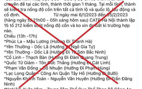 Công an TP Hà Nội bác tin 'lập 15 tổ kiểm soát nồng độ cồn'