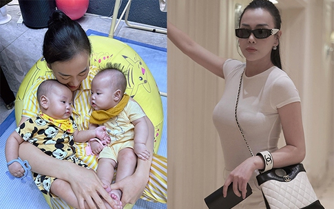 Khoảnh khắc đời thường bình dị của Phương Oanh và cặp song sinh
