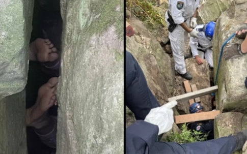 Thót tim cảnh người phụ nữ bị treo ngược giữa vực sâu 3 mét suốt 7 tiếng đồng hồ