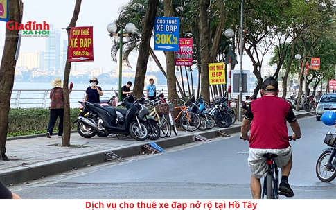 Chớm hè, dịch vụ cho thuê xe đạp tại Hồ Tây trở nên nhộn nhịp