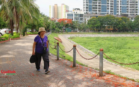 Mưa lớn nhiều ngày, hồ điều hòa rộng 2,7 ha ở Hà Nội vẫn cạn trơ đáy, cỏ dại mọc um tùm