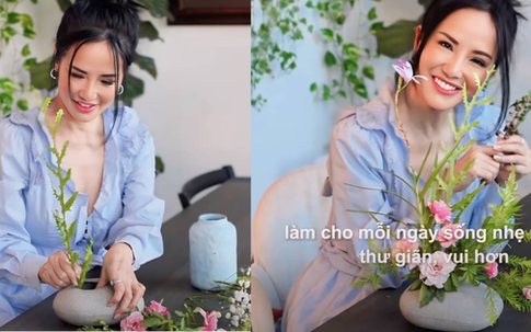 Diva Hồng Nhung trổ tài cắm hoa, món đồ kỳ lạ 'hút hồn' chị em