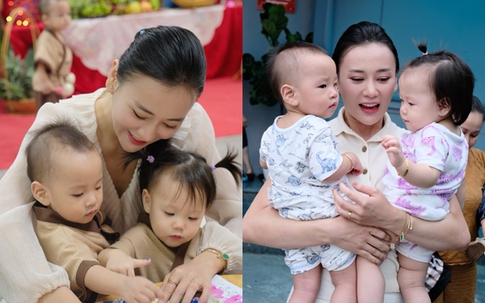 Cặp song sinh nhà Phương Oanh - Shark Bình đáng yêu đón trung thu ở trường