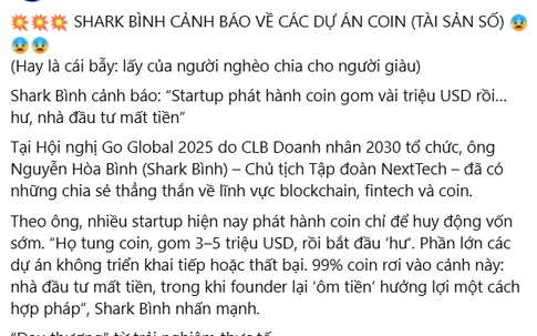 Công an vào cuộc vụ 'lùm xùm' liên quan dự án tiền số do Shark Bình làm cố vấn