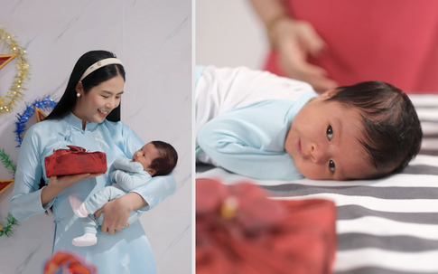 Biểu cảm đáng yêu của quý tử 1 tháng tuổi nhà Ngọc Hân