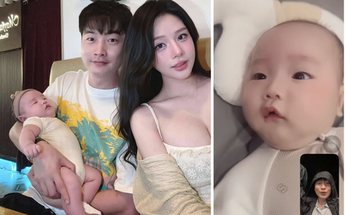 Khoảnh khắc con trai 2 tháng tuổi đáng yêu của Trọng Lân