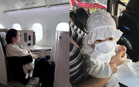 Con gái 5 tháng tuổi của Ngô Thanh Vân lần đầu đi máy bay