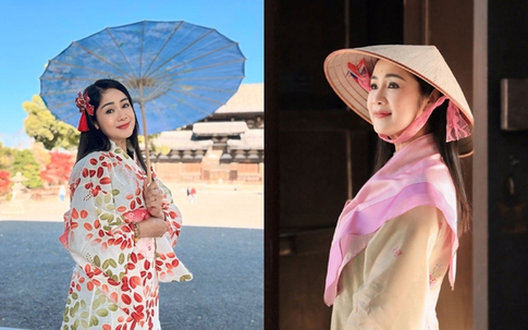 Vừa mừng tuổi mới, NSND Thu Hà tung ảnh khoe sắc với trang phục Kimono ở Nhật Bản