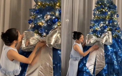 Vân Trang 'hút triệu view', khiến chị em nể phục khi trang trí nhà đón Giáng sinh