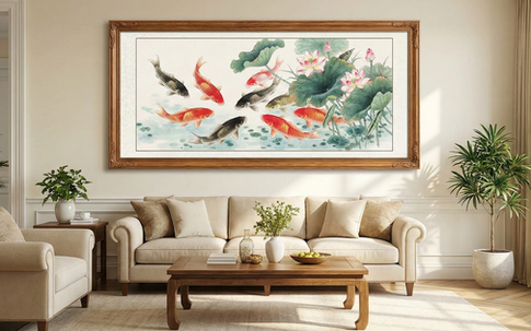 Tại sao giới nhà giàu thường treo tranh "cửu ngư quần hội" ở phòng khách? Bí mật về sự dư dả ít người biết