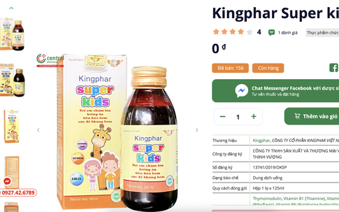 Thuộc diện thu hồi nhưng thực phẩm bảo vệ sức khỏe dành cho trẻ em Kingphar Super Kids vẫn được rao bán công khai