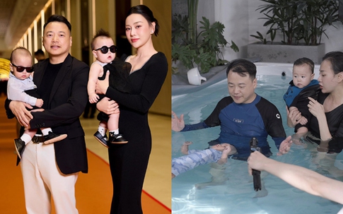 Cặp song sinh nhà Phương Oanh - Shark Bình học bơi trong 50 ngày, kết quả khiến khán giả bất ngờ