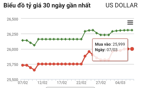 Tỷ giá USD/VND hôm nay 7/3: USD tại ngân hàng đi ngang, thị trường tự do giảm nhẹ