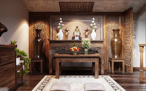 Cách bố trí nơi thờ ở phòng khách vừa đảm bảo thẩm mỹ lại trang nghiêm, giữ tài lộc cho gia chủ