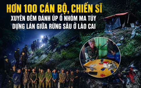 Hơn 100 cán bộ, chiến sĩ xuyên đêm đánh úp ổ nhóm ma túy dựng lán giữa rừng sâu ở Lào Cai