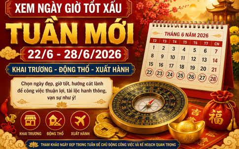 Xem ngày giờ tuần mới 22/6 - 28/6/2026: Những ngày đẹp để khai trương, động thổ, xuất hành đón tài lộc