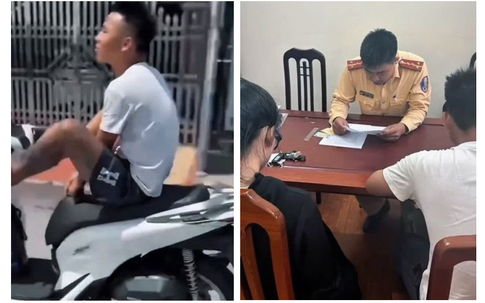 Tịch thu xe SH của thanh niên 17 tuổi thể hiện lái xe bằng chân