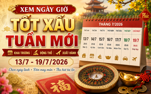 Xem ngày giờ tuần mới 13/7 - 19/7/2026: Gợi ý giờ đẹp xuất hành, khai trương, động thổ hút may mắn và tài lộc