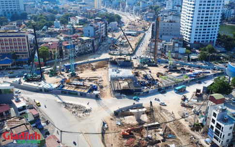 Hà Nội: Cận cảnh công trường Vành đai 1 Hoàng Cầu - Voi Phục tăng tốc thi công trước thời hạn 2/9