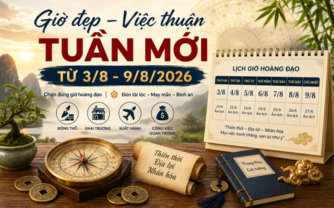 Xem ngày giờ tuần mới 3/8 - 9/8/2026: Ngày nào đẹp để khởi sự, ngày nào nên tránh động thổ, khai trương?