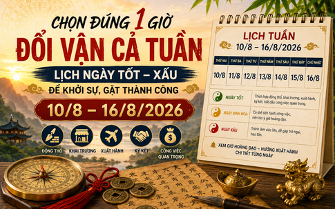 7 ngày tới có gì đáng lưu ý? Xem ngày giờ tuần mới 10/8 - 16/8/2026 giúp chọn đúng thời điểm làm việc lớn