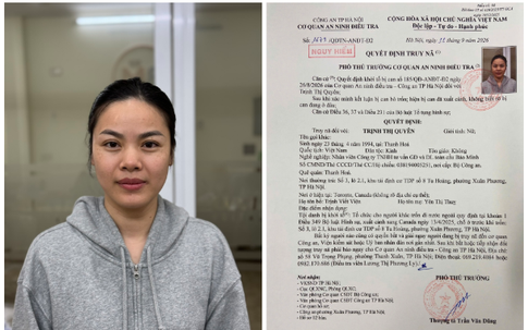 Công an Hà Nội thông báo truy nã đối tượng Trịnh Thị Quyên sinh năm 1994