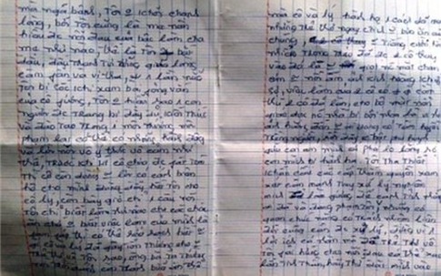 Lá thư dài 2 trang viết trong đêm của mẹ cháu bé bị hành hạ