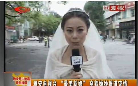 Cô dâu MC bỏ đám cưới để đưa tin động đất