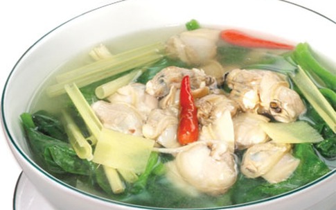 Canh nghêu mồng tơi