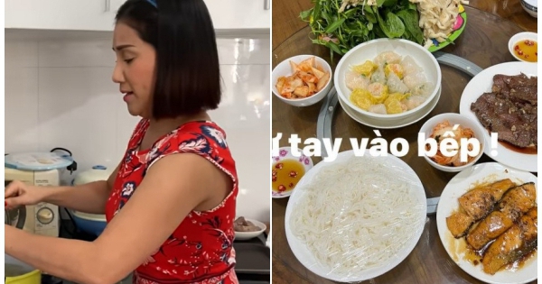 "Bà mối" Cát Tường đảm đang làm cả mâm cơm và mồi nhậu hấp dẫn