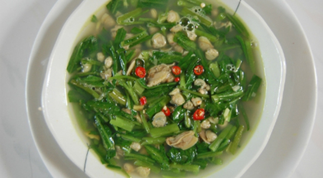 Káº¿t quáº£ hÃ¬nh áº£nh cho canh háº¿n náº¥u rau muá»ng