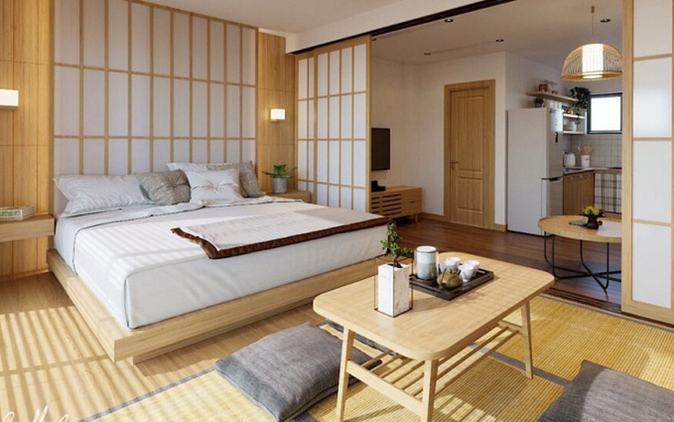 Phương án thiết kế phòng ngủ Nhật Bản: Đến năm 2024, thiết kế phòng ngủ Nhật Bản tiếp tục trở thành xu hướng được ưa chuộng bởi không gian sống đô thị ngày càng hạn chế. Thiết kế nội thất phòng ngủ đơn giản, tạo cảm giác thoải mái và gần gũi với thiên nhiên. Các bản thiết kế được ứng dụng trong việc tái sử dụng tài nguyên, giảm thiểu ô nhiễm môi trường và tăng thêm sự tiện nghi cho người dùng.