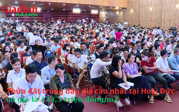 Đấu giá xuyên đêm, thửa đất trúng đấu giá cao nhất tại Hoài Đức có giá là 133,3 triệu đồngm2 