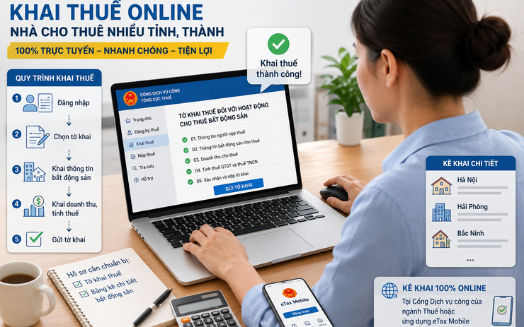 Khai thuế như nào khi có nhiều nhà cho thuê tại các tỉnh thành