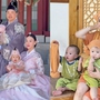 Cặp song sinh nhà Phương Oanh - Shark Bình diện hanbok cùng bố mẹ ở Hàn Quốc