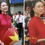 Hồng Diễm gây chú ý trong ngày hợp luyện diễu hành A80