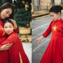 Con gái lai Tây của Hà Anh diện áo dài cờ đỏ sao vàng