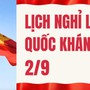 Chi tiết lịch nghỉ lễ Quốc khánh 2/9/2026 dài 5 ngày